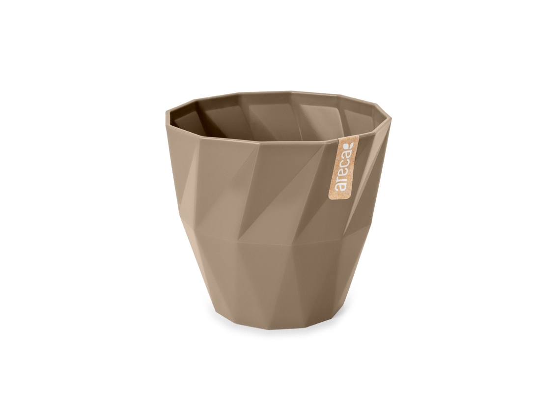 ARECA Quartz - Maceta Redonda Decorativa 13 cm con Textura Taupe