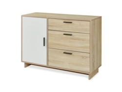 Cómoda Kenta 3 Cajones Y 2 Puertas 100x35x72cm - Roble Sonoma/blanco en.casa
