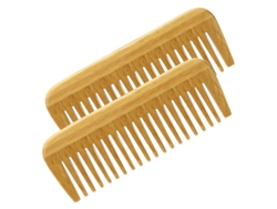 Peine De Dientes Anchos Fabricado Con Bambú Ecológico Para Cabello Rizado Y Barba Para Hombres (2 Unidades)