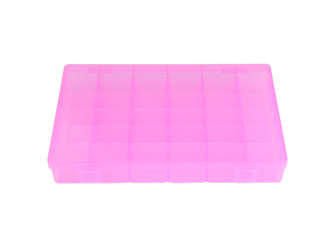 Caja Organizadora De Pendientes De Plástico Rosa Transparente Con 36 Compartimentos Para Organizar Tus Joyas.