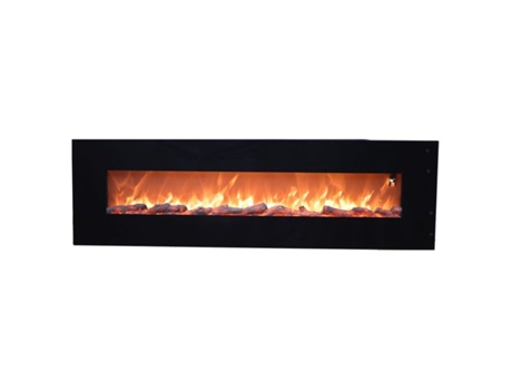 Sined PORDOI Chimenea eléctrica de pared de acero y cristal 1500W Efecto llama LED, Negro