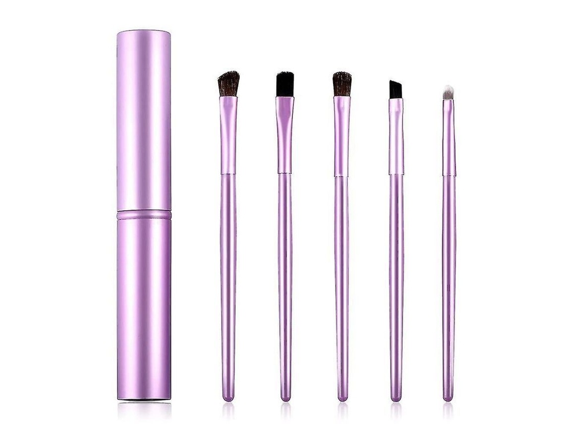 Set Portátil Y Avanzado De Brochas Para Sombras De Ojos, Brocha Para Delineador Y Brocha Angular, 5 Piezas, Cerdas Sintéticas, Regalo Ideal.