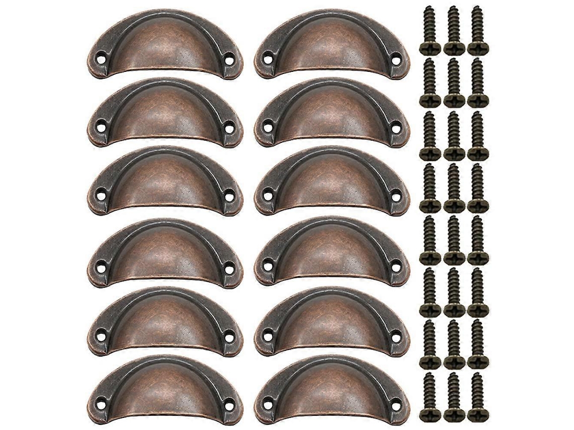 12 Manillas De Puerta De Concha, Manillas Retro De Bronce Rojo Para Muebles
