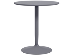 Mesa de comedor redonda para 2 personas con base de acero gris.