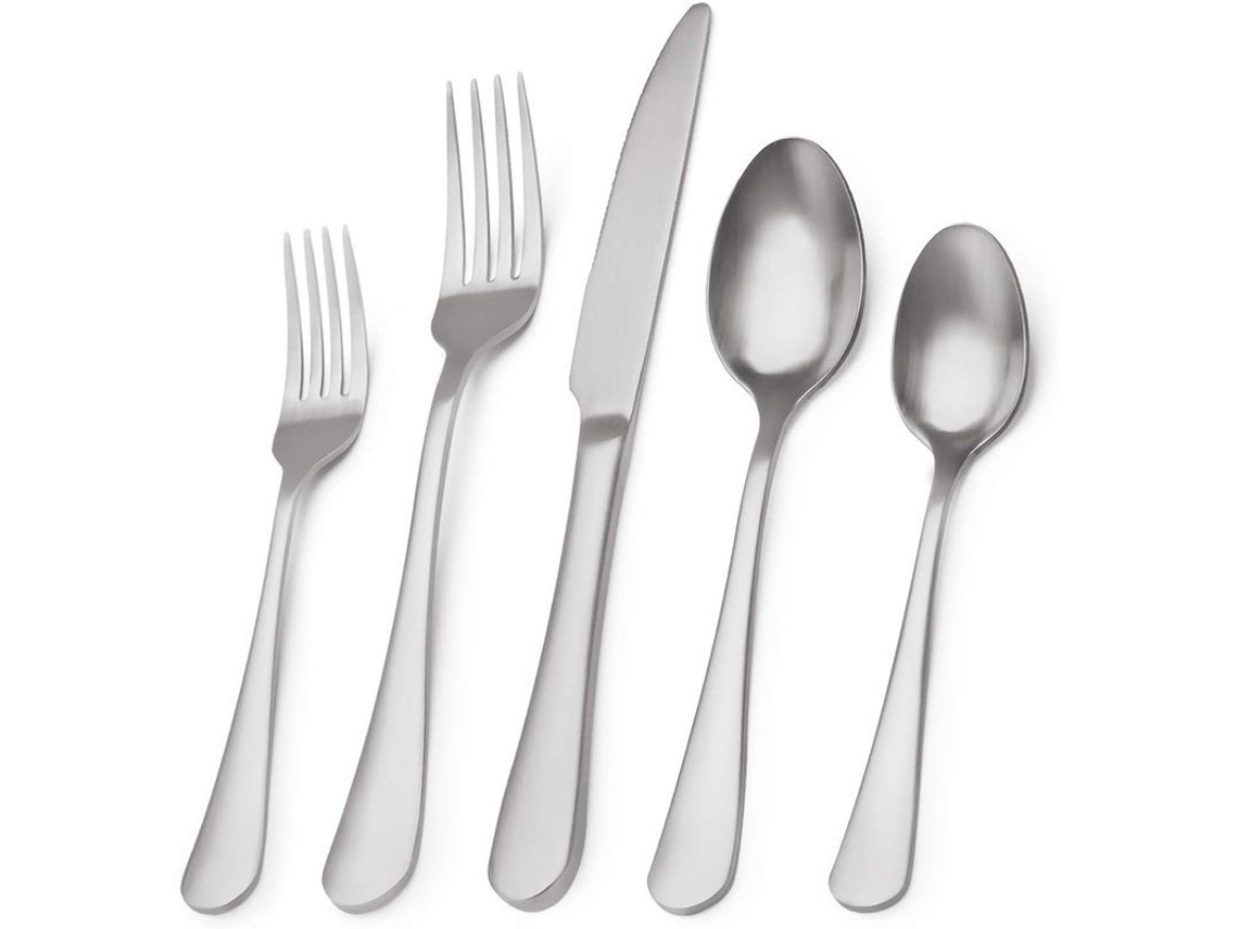 2026da-set De Cubiertos De Acero Inoxidable 5 Piezas, Apto Para Lavavajillas, Para Hogar Y Restaurante, Plata