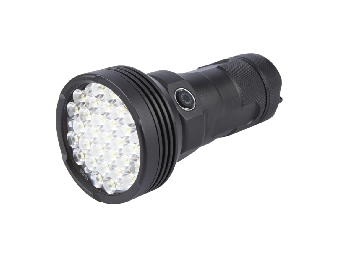 Linterna recargable de alto brillo con 31 LED y 5500 lúmenes (negra)