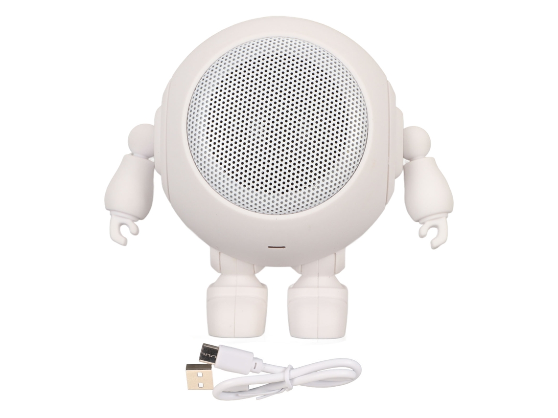 Altifalante Bluetooth Portátil Em Forma De Robô 5.0 Com Microfone 1000mah Mini Sem Fio Branco