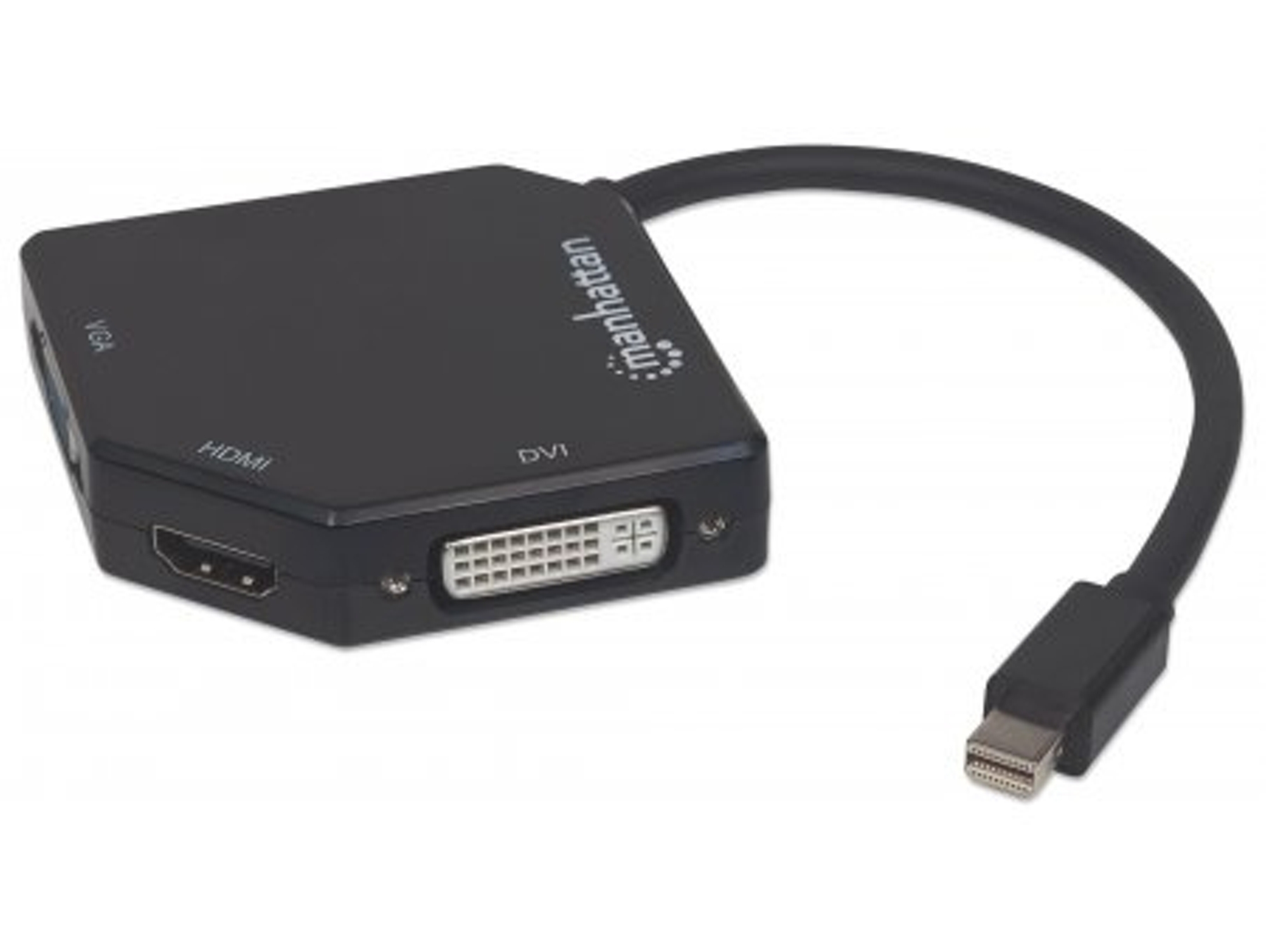 Adaptador MANHATTAN 207720 Mini DisplayPort VGA + HDMI + DVI Negro
