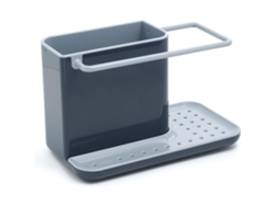 Organizador de fregadero con desagüe integrado, soporte para esponja, cepillo, detergente y paño de cocina, extraíble, tamaño normal, gris Wellngs Jortmrd
