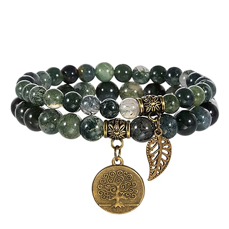Pulsera Del Árbol De La Vida De Los Chakras (ágata), Pulsera De Cuentas De Piedra Natural