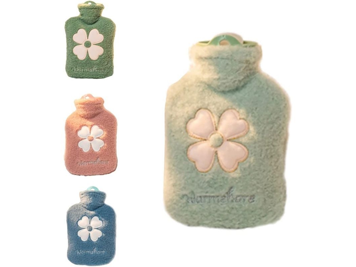 Mini Bolsa De Agua Caliente Portátil De Peluche Con Diseño De Dibujos Animados De 1000 Ml - Verde Menta