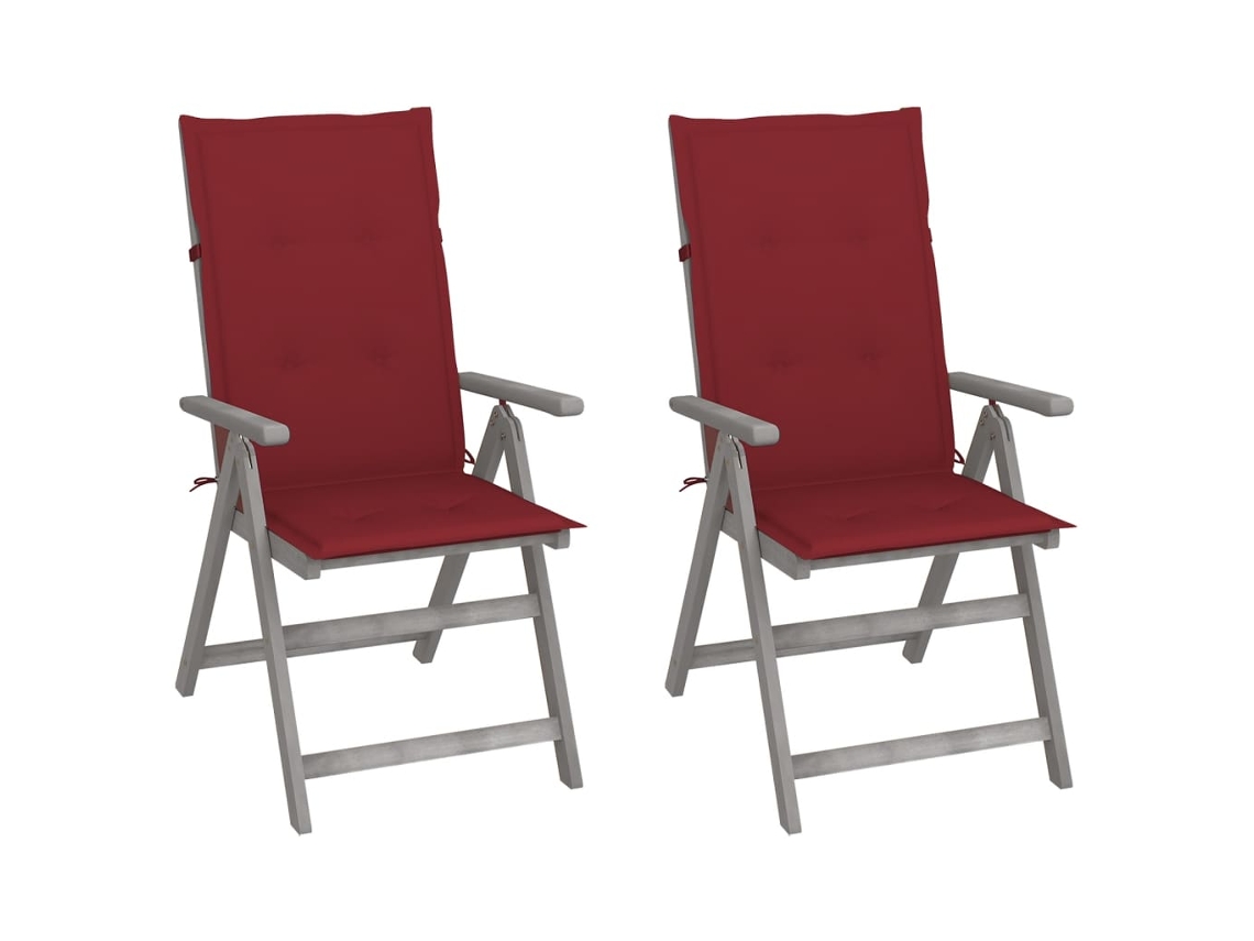 Sillas de jardín reclinables de 2 piezas con cojines DKD Home Decor, acacia maciza