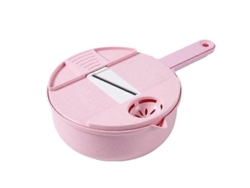 Cortador de verduras multifuncional rosa con cesta para cocinar verduras