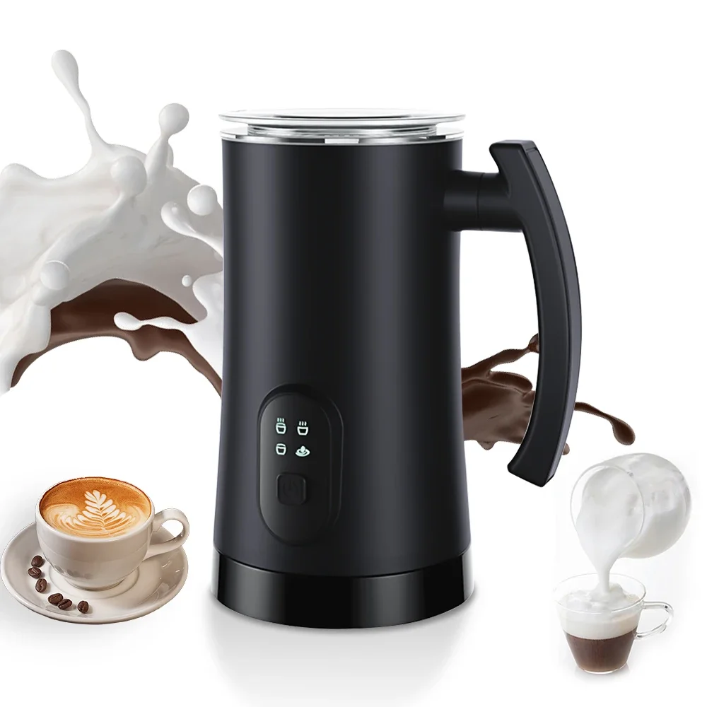 Espumador De Leche Eléctrico (negro), Acero Inoxidable, 400 W, Revestimiento Antiadherente, 350 Ml