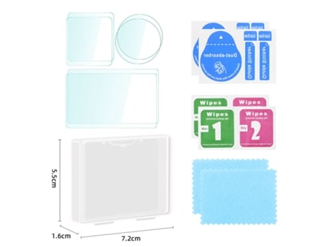Kit de película templada de cámara de acción de 6 piezas para DJI OSMO ACTION 4 Transparente