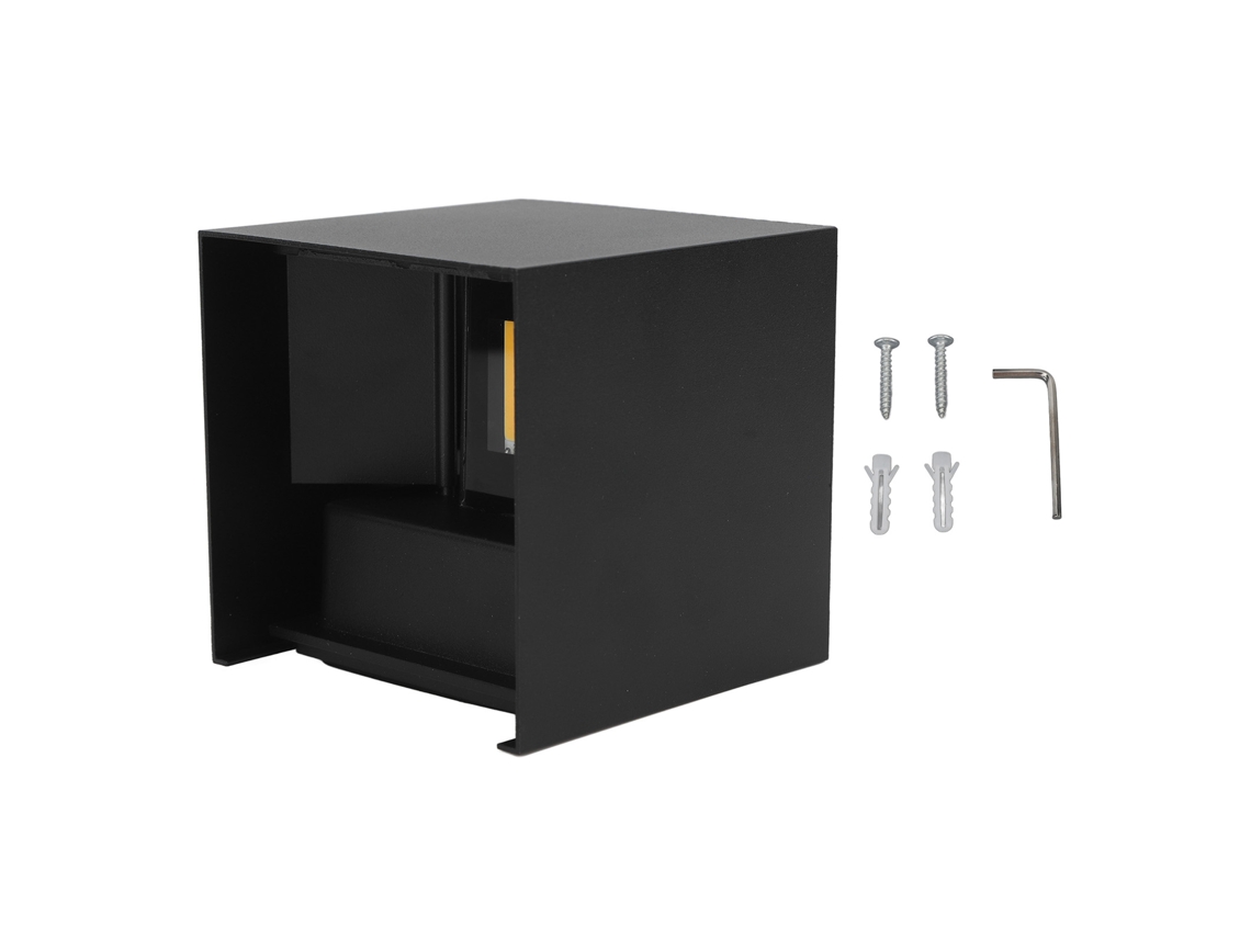 Aplique Led De Pared Para Exteriores De 12 W, Luz Cálida De 3500 K, Ajustable, Cúbico, Negro, Para Patio Y Jardín.