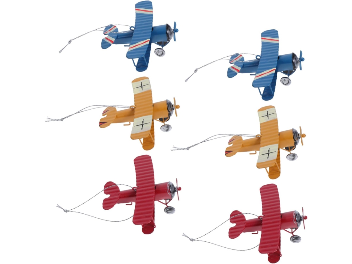 Avión Biplano De Hierro Vintage, Modelo De 6 Piezas, Decoración Retro Sólida, Recuerdo De Oficina.