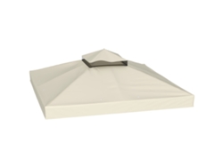 Techo De Repuesto Para Cenador 3 X 3 M, Impermeable, Doble Capa, Tela Oxford 370 G/m², Blanco Crema