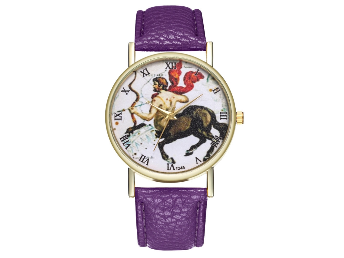 Reloj Centaurus Quartz Con Correa De Cuero, Estilo Sencillo, Universal, Estándar, Esfera Morada, Para Estudiantes.