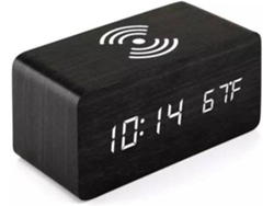 Rádio Despertador Carregador Wireless Qi Negro