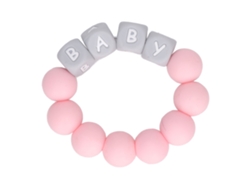 Pulsera De Silicona Para Bebé Con Letras Coloridas, Anillo De Dentición Rosa, Segura Y Ligera.