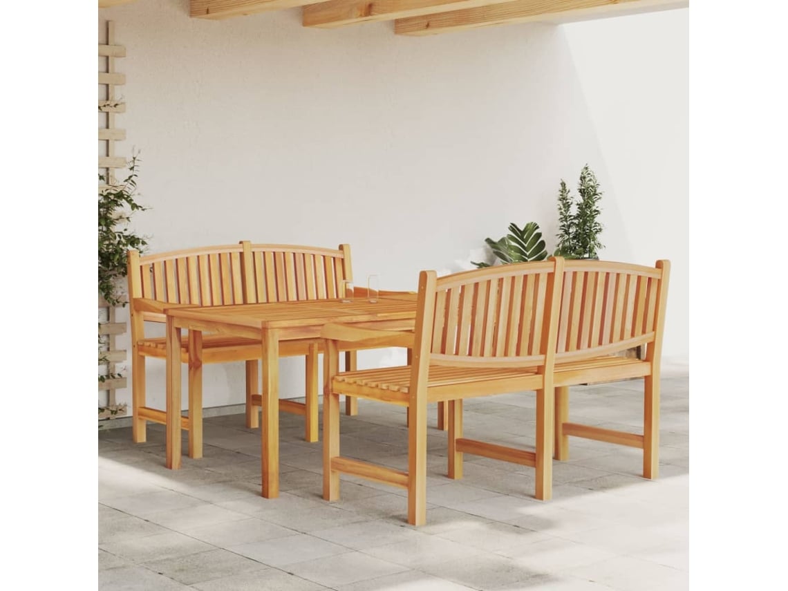 Juego de comedor de jardín de 2 piezas de madera maciza de teca Dkd Home Decor