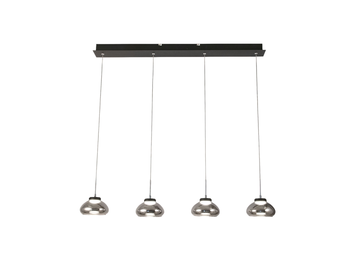 Lámpara colgante Arabella Fabas Luce, 4 luces LED, 32 W, cristal ahumado, diseño moderno