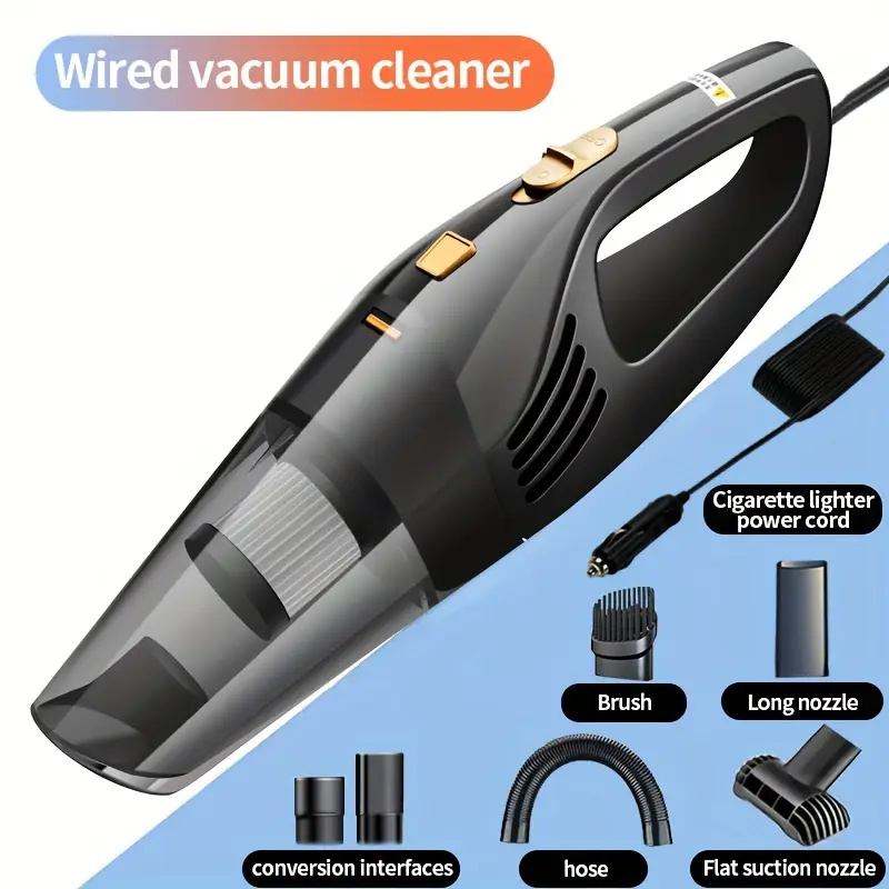 Aspiradora Digitallab para coche, potente succión, pequeña y portátil, limpieza eficiente (negra)