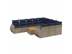 Maison Exclusive - Conjunto De Sofá De Jardín De 11 Piezas Con Cojines, Poliratán Gris