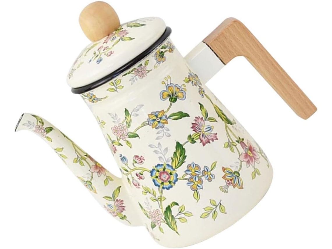 Tetera esmaltada de 1,2 L, madera.
