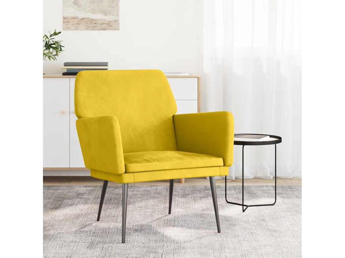 Sillón De Relax | Silla De Relajación | Sillón De Terciopelo Amarillo 62x79x79 Cm
