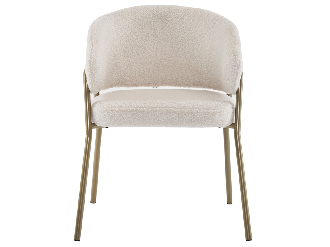 Silla Mobrio de tela sherpa beige con patas doradas