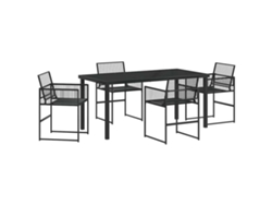 Maison Exclusive - Conjunto De Comedor De Jardín 5 Pcs Negro Ratán Sintético