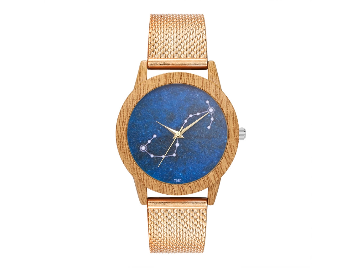 Reloj Casual Para Mujer Zhoulianfa Con Correa De Silicona, Malla Con Textura De Madera, Oro Rosa.