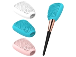 Estuche Para Brochas De Maquillaje, Paquete De 3, Reutilizable, Protector Contra El Polvo, De Silicona, Blanco, Rosa Y Azul.