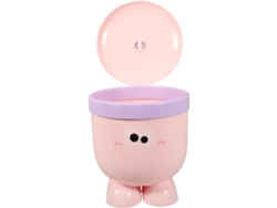 Mini Papelera Redonda Con Tapa, 1, 5 L, Plástico Rosa Claro, Control De Olores