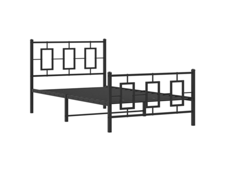 Cama con Cabecero y Patas VIDAXL Metal Negro (207x105x91cm)