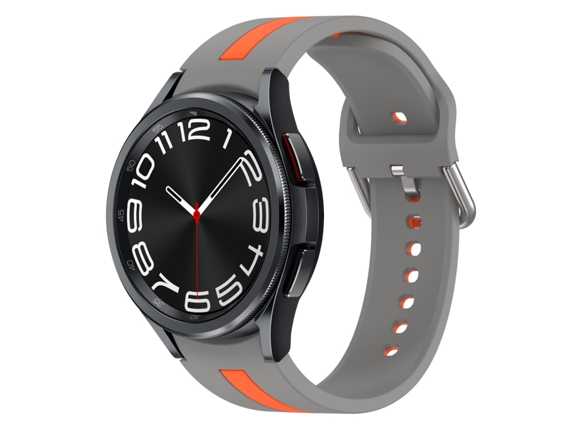 Bracelete Para Samsung Galaxy Watch 6 Classic (47mm) - Silicone De Duas Cores - Cinza + Laranja