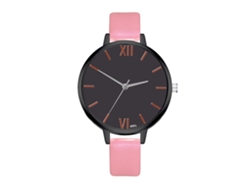 Reloj De Pulsera Analógico De Cuarzo Para Mujer, Elegante Y A La Moda, Con Correa De Cuero Rosa.