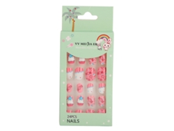 24 Uñas Postizas Removibles Para Niños Con Diseños De Dibujos Animados. Cobertura Completa 02