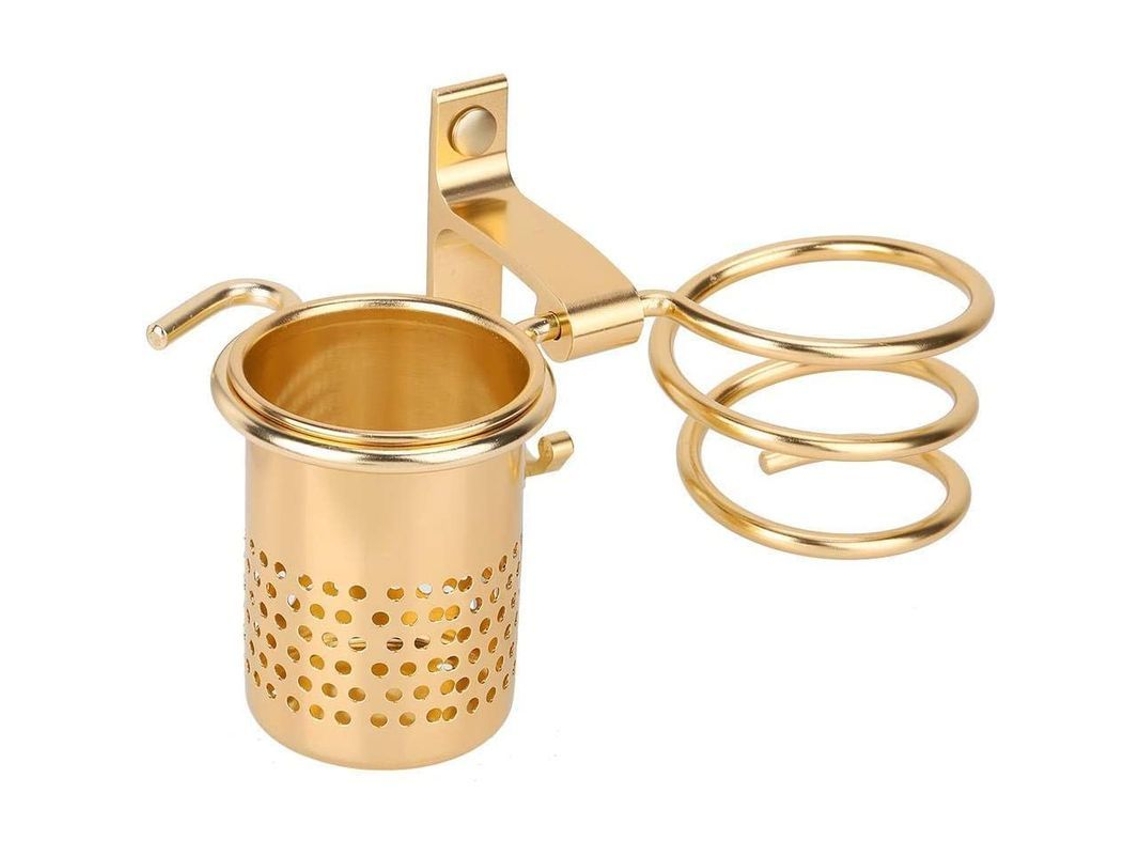 Soporte de pared dorado para secador y plancha de pelo, organizador multiusos para baño (modelo 2026).