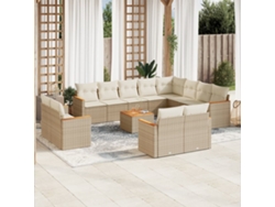 Conjunto de sofá de jardín de 13 piezas con cojines, mimbre sintético beige, Dkd Home Decor