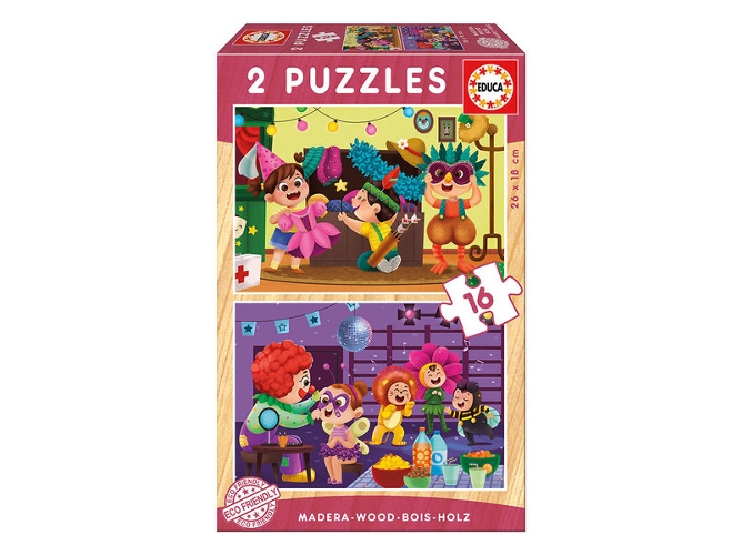 Conjunto de 2 Puzzles EDUCA BORRAS Fiesta de Disfraces (16 Piezas)