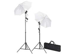 Lámpara Kit de Iluminación para Estudio con Trípodes y Sombrillas