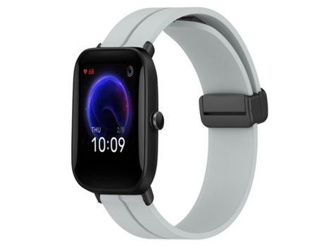 Correa de reloj inteligente para Amazfit Pop, correa de silicona de 20 mm con cierre magnético, color sólido (gris)