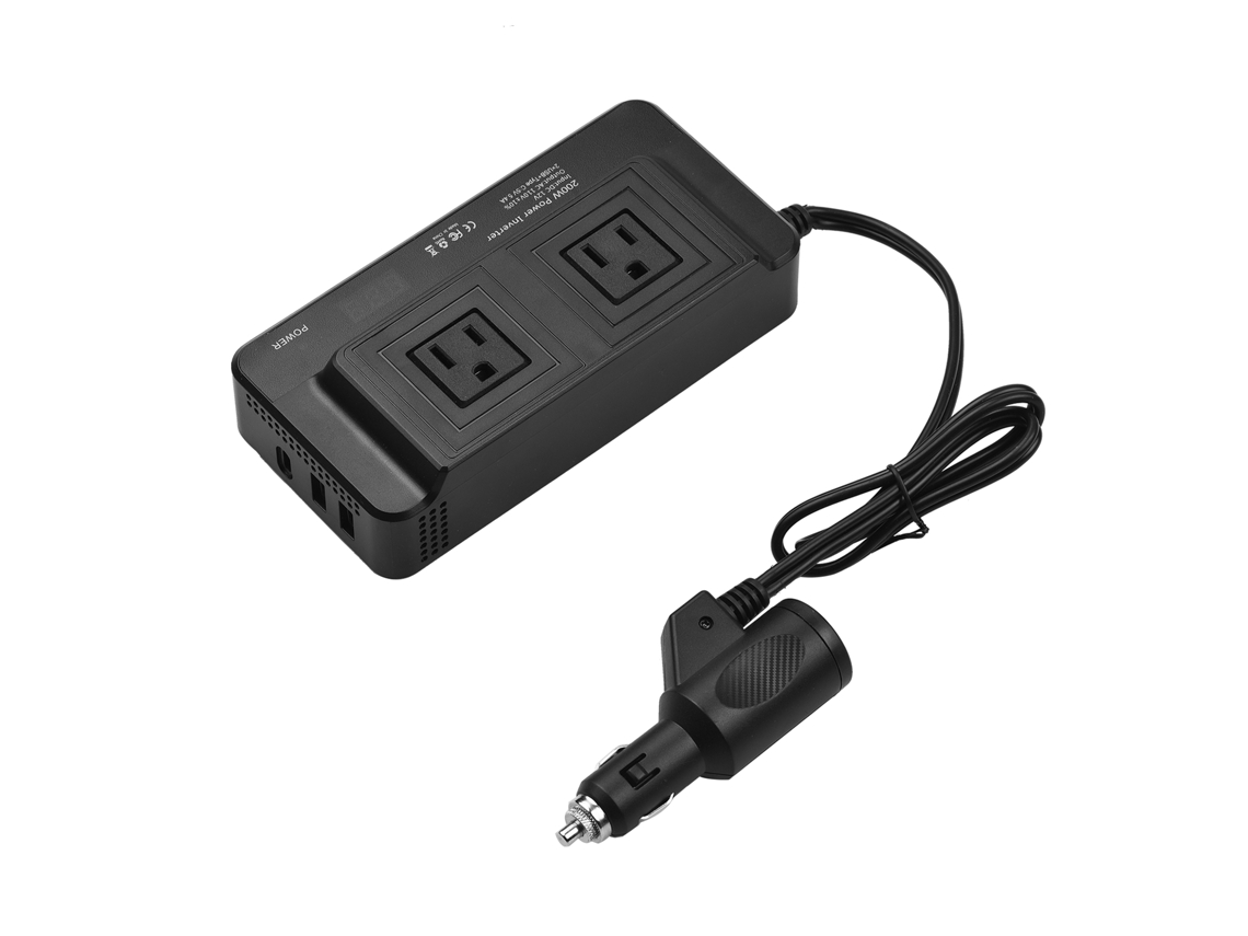 Veloriskku-inversor De Potência 200w Portátil Dc 12v Para Ac 220v Para Carro Rv Com Tomada Dupla E Portas Usb