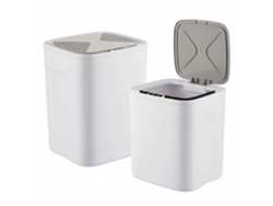 Conjunto 2x Relaxdays Contentores Com Sensor, 14 E 16 L, Tampa Automática, Suporte De Saco, Cozinha/banho, Creme
