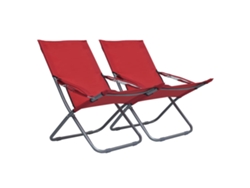Sillas de playa plegables DKD Home Decor de 2 piezas, tela roja