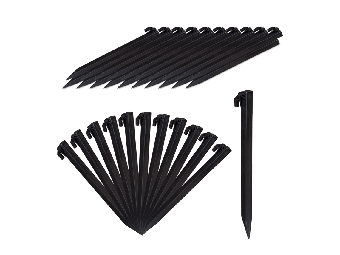 Cavilhas Relaxdays, Conjunto De 32, Cavilhas Leves Para Tendas, Solo Macio E Arenoso, 31 Cm, Plástico, Âncoras, Preto