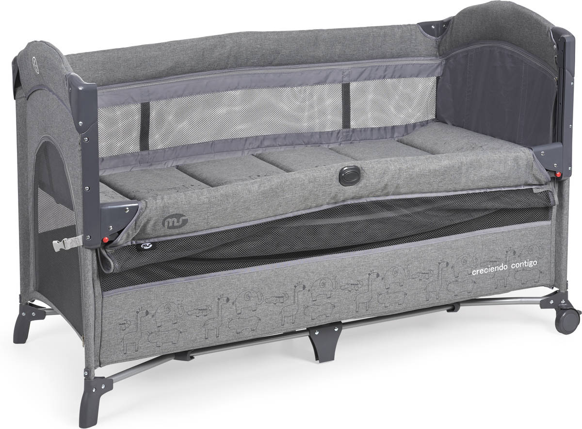 Cuna de Viaje MS Oxford Acero, Nylon Gris Oscuro (125 x 77 x 65 cm)